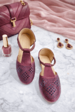 Maroon Embellished Belly Sandals